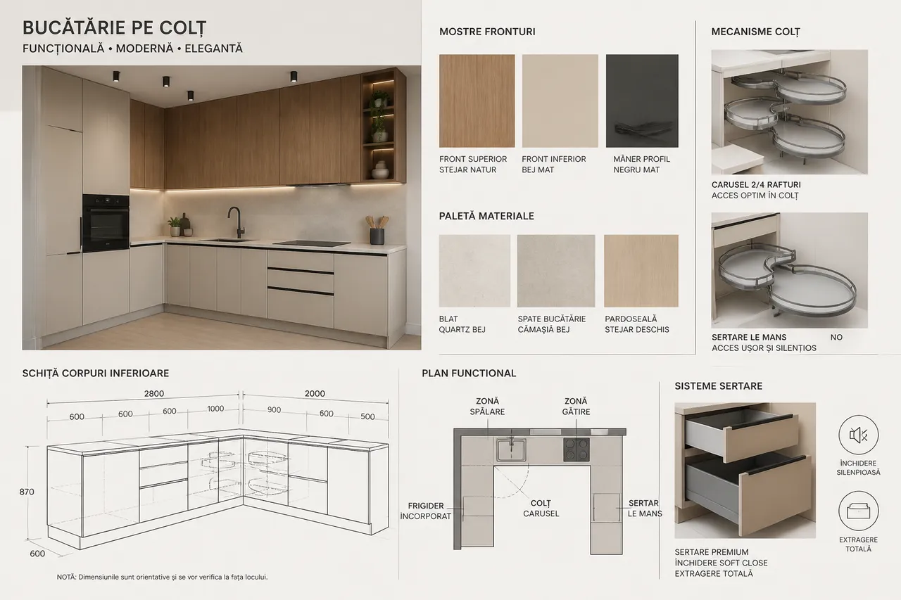 alegerea mecanismului pentru mobilier de bucătărie pe colț