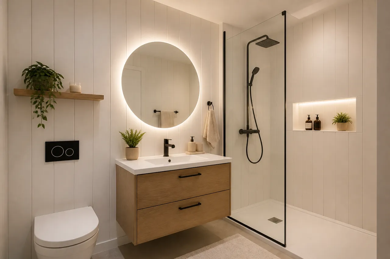 lambriuri PVC baie moderna apartament bloc