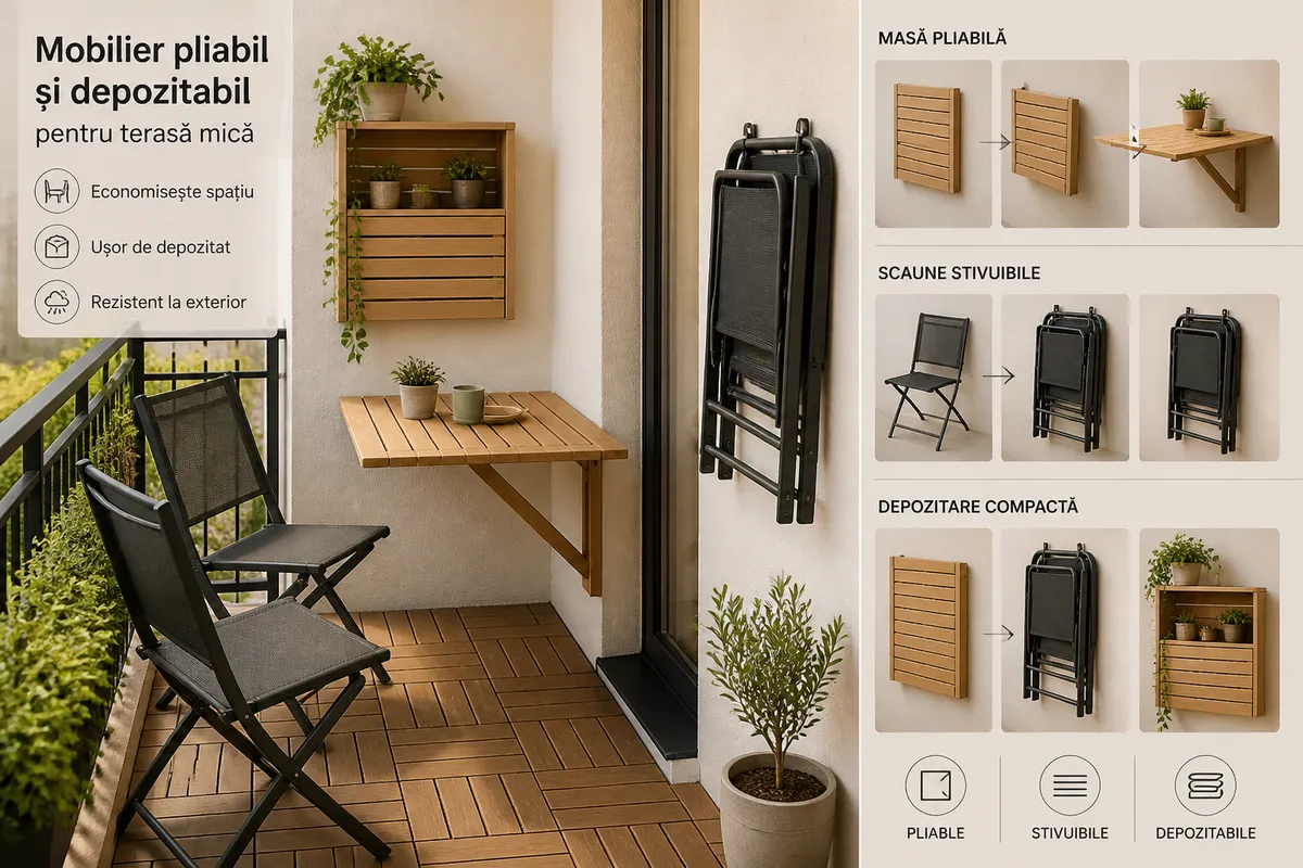 mobilier multifuncțional terasă spațiu mic soluții practice