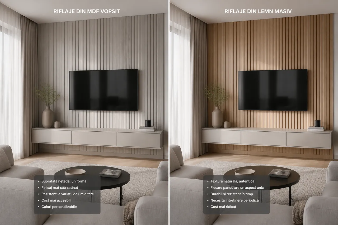 riflaje MDF versus lemn masiv durabilitate