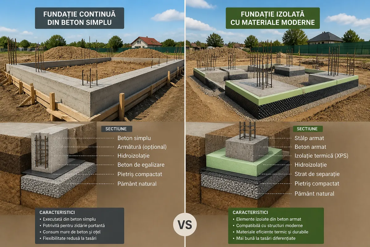 tipuri fundații construcții căldură