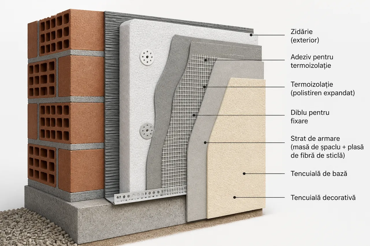 alcătuirea corectă a sistemului termoizolant exterior