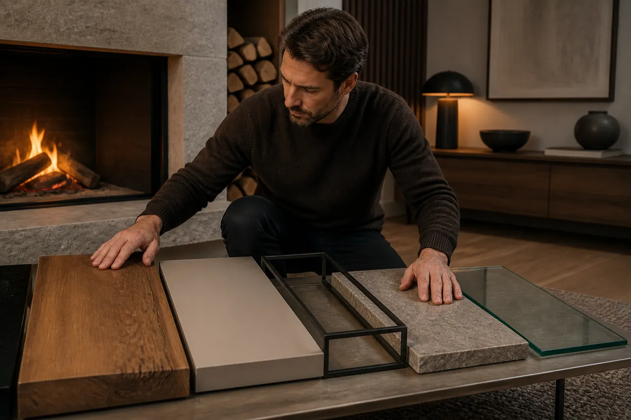 materiale de mobilier sigure lângă șemineu