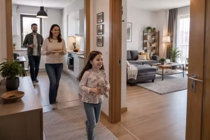 Apartamentul cu trei camere funcționează când traseele zilnice au prioritate