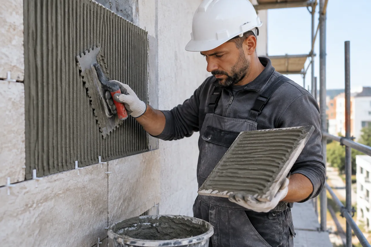 aplicarea corectă a adezivului la plăci ceramice exterioare