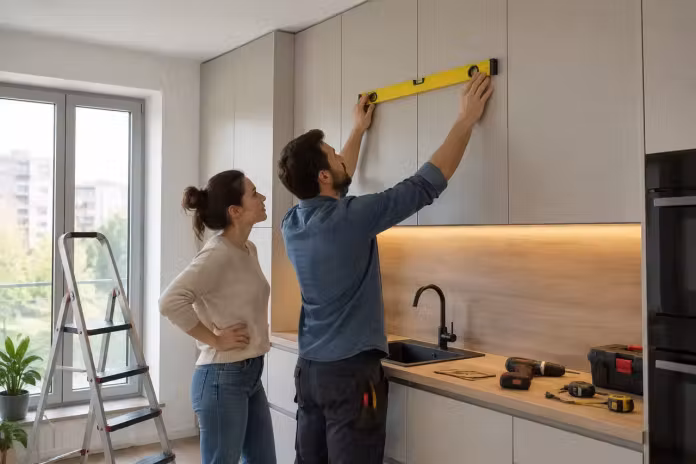 Corpurile de bucătărie până la tavan cer precizie la fiecare etapă de montaj